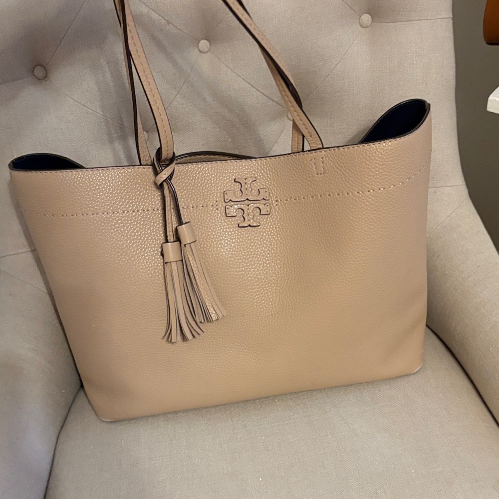 Tory Burch Pebble Leather Tote with Tassels